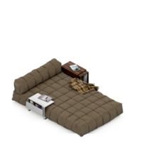 Isometric Bedroom 3D render png