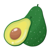 abacate, frutas ou legumes verdes brilhantes, metade, fatias, com uma semente grande. png