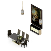 conjunto de mesa isométrica renderização 3d png