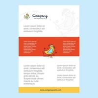 Template layout for Bird comany profile annual report presentations leaflet Brochure Vector Background