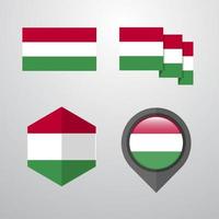 Hungary flag design set vector
