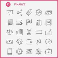 Finance Hand Drawn Icons Set For Infographics Mobile UXUI Kit And Print Design Include Pie Chart Graph Business Presentation Bell Ringing Ring Collection Modern Infographic Logo and Pictogr vector