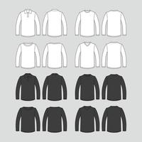 plantilla de esquema de maqueta de camiseta de manga larga vector