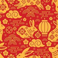 Deep Red Chinese New Year Seamless Pattern Background vector