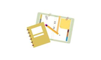 Vintage notebook with accessories logo vector