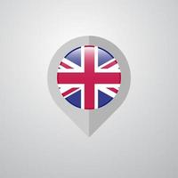 Map Navigation pointer with United Kingdom flag design vector