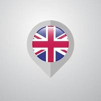 Map Navigation pointer with United Kingdom flag design vector