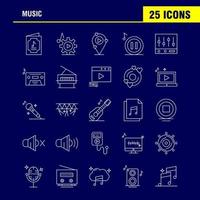 Music Line Icons Set For Infographics Mobile UXUI Kit And Print Design Include Music Play File Data Music Play Setting Gear Icon Set Vector