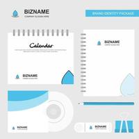 Water drop Logo Calendar Template CD Cover Diary and USB Brand Stationary Package Design Vector Template