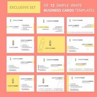 Set of 12 Pencil Creative Busienss Card Template Editable Creative logo and Visiting card background vector