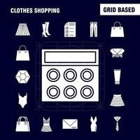 compras de ropa conjunto de iconos de glifo sólido para infografías kit de uxui móvil y diseño de impresión incluyen vestido vestido damas prendas abrigo trajes prendas paños eps 10 vector