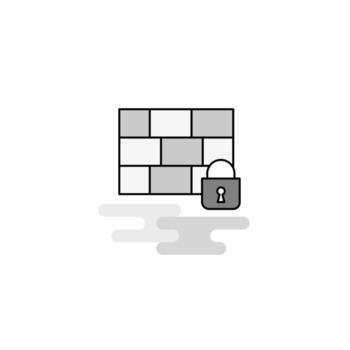 Firewall protected Web Icon Flat Line Filled Gray Icon Vector