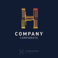 H company logo design with visiting card vector