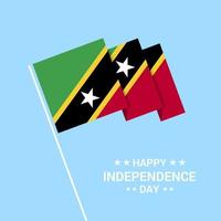 diseño tipográfico del día de la independencia de saint kitts y nevis con vector de bandera