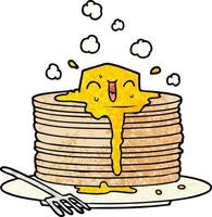 Retro grunge texture cartoon stack of pancakes vector