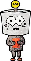 Retro grunge texture cartoon cute robot vector