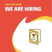 Join Our Team Busienss Company Valentines day card We Are Hiring Poster Callout Design Vector background