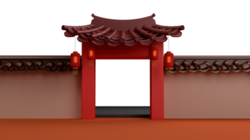 3D-Rendering chinesisches Tor mit Laterne png