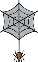 Spider on the web color icon vector