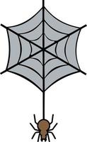 Spider on the web color icon vector