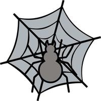 Spider on the web color icon vector