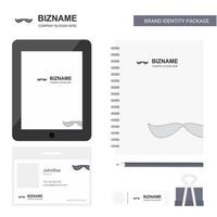 Mustache Business Logo Tab App Diary PVC Employee Card and USB Brand Stationary Package Design Vector Template