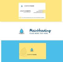 hermoso logotipo de gota de agua y vector de diseño vertical de tarjeta de visita