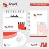 Socks Logo Calendar Template CD Cover Diary and USB Brand Stationary Package Design Vector Template