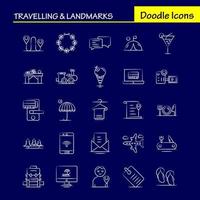 Travelling And Landmarks Hand Drawn Icon for Web Print and Mobile UXUI Kit Such as File Location Map Transport Chat Chatting Text Transport Pictogram Pack Vector