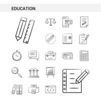 Education hand drawn Icon set style isolated on white background Vector