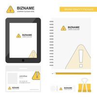 Caution Business Logo Tab App Diary PVC Employee Card and USB Brand Stationary Package Design Vector Template