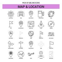 Map and Location Line Icon Set 25 Dashed Outline Style vector