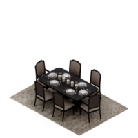 rendu 3d de l'ensemble de table isométrique png