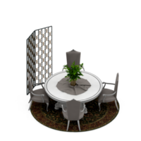 isometrischer Tischsatz 3D-Rendering png