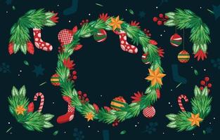 Wreath with Christmas Ornament Background vector
