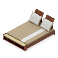 Isometric Bedroom 3D render png