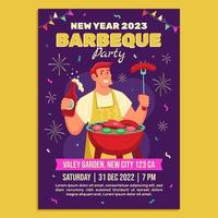 plantilla de diseño de cartel de barbacoa de actividades de año nuevo 2023 vector