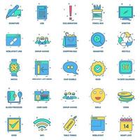 25 conjunto de iconos de color plano de mezcla de concepto de negocio vector