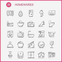 artículos para el hogar iconos dibujados a mano establecidos para infografías kit uxui móvil y diseño de impresión incluyen electrodomésticos hogar artículos para el hogar casa pan muebles de baño conjunto de iconos vector