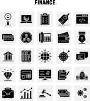 Finance Solid Glyph Icons Set For Infographics Mobile UXUI Kit And Print Design Include Computer Pin Text Finance Search Research Finance Man Icon Set Vector