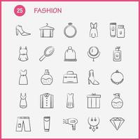 los iconos dibujados a mano de moda establecidos para el kit de uxui móvil de infografía y el diseño de impresión incluyen gorra, sombrero, prendas de vestir, ropa, sombrero, ropa, colección de ropa, logotipo y pictograma de infografía moderna vector