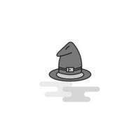Hat Web Icon Flat Line Filled Gray Icon Vector