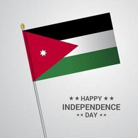 Jordan Independence day typographic design with flag vector