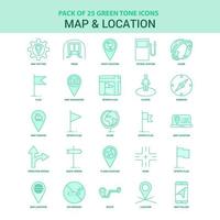 25 mapa verde y conjunto de iconos de ubicación vector