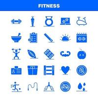 conjunto de iconos de glifo sólido de fitness para infografías, kit de uxui móvil y diseño de impresión que incluyen alimentos de manzana, fitness, caída de sangre, conjunto de iconos de tarjeta de identificación de fitness, vector