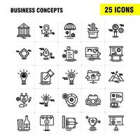 los iconos de línea de conceptos de negocios establecidos para infografías kit uxui móvil y diseño de impresión incluyen archivo de documento texto silla de medios muebles de oficina colección de asientos logotipo infográfico moderno y pi vector