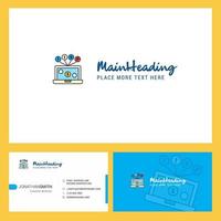 Laptop Logo design with Tagline Front and Back Busienss Card Template Vector Creative Design