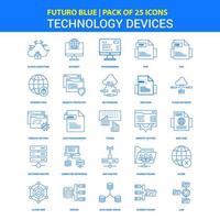 iconos de dispositivos de tecnología paquete de iconos futuro azul 25 vector