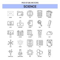conjunto de iconos de línea de ciencia 25 estilo de contorno discontinuo vector