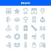 icono de línea de playa para impresión web y kit de uxui móvil, como pantalones cortos, ropa de vacaciones, piscina, instrumento marino, paquete de pictogramas, vector